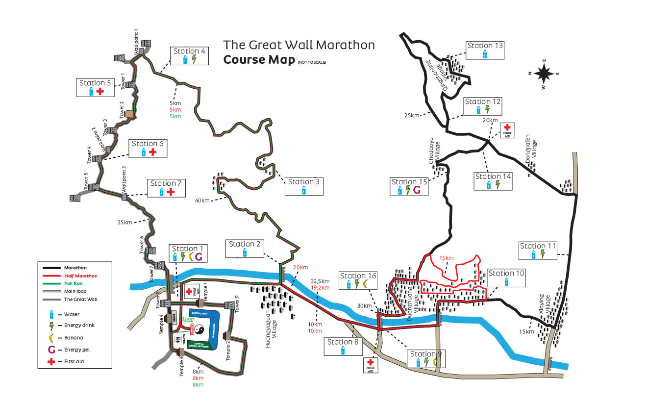 Routekaart Great Wall Marathon